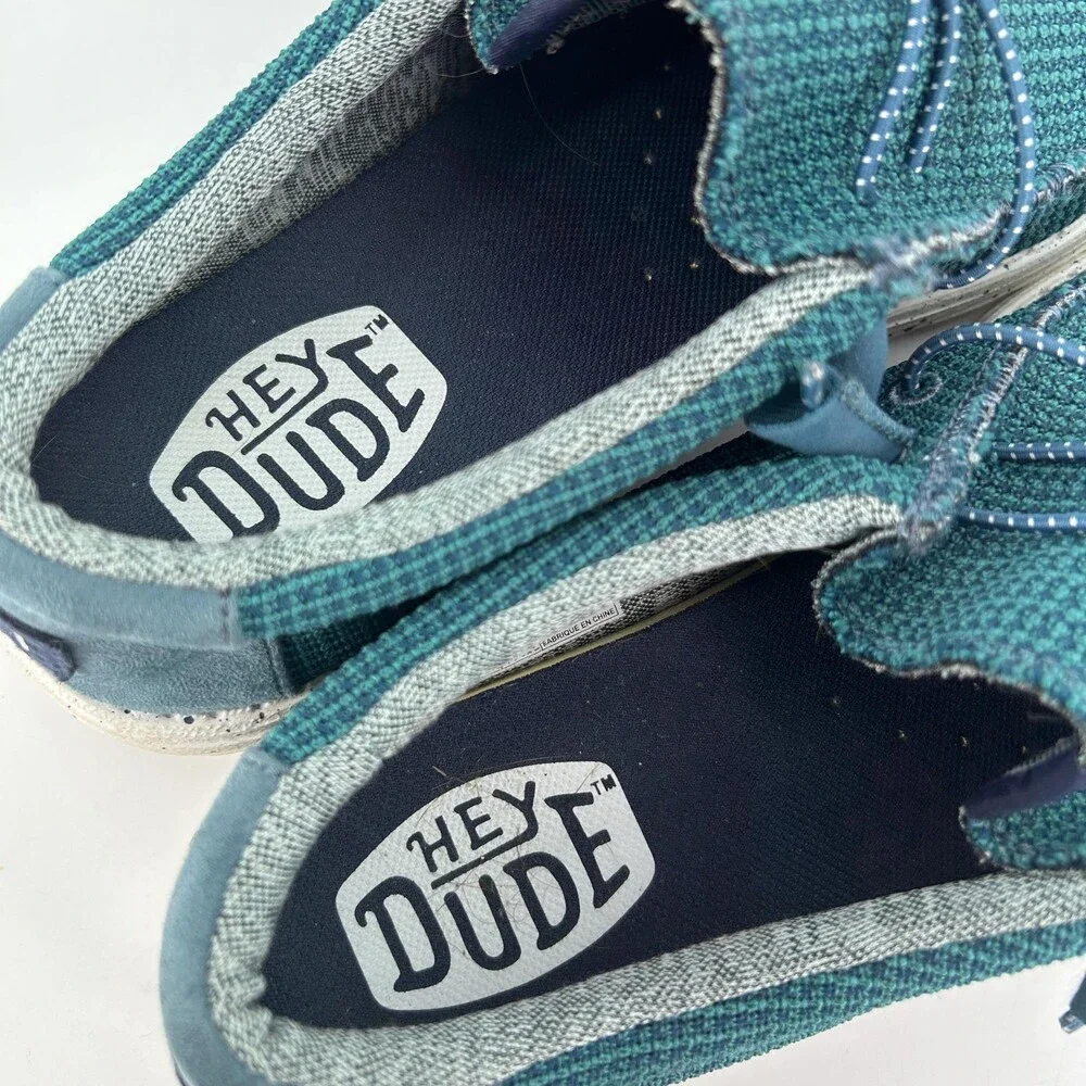 Hey Dude Wally Sport Mesh Shoes Mens Size 13 Teal Slip On Casual Loafers